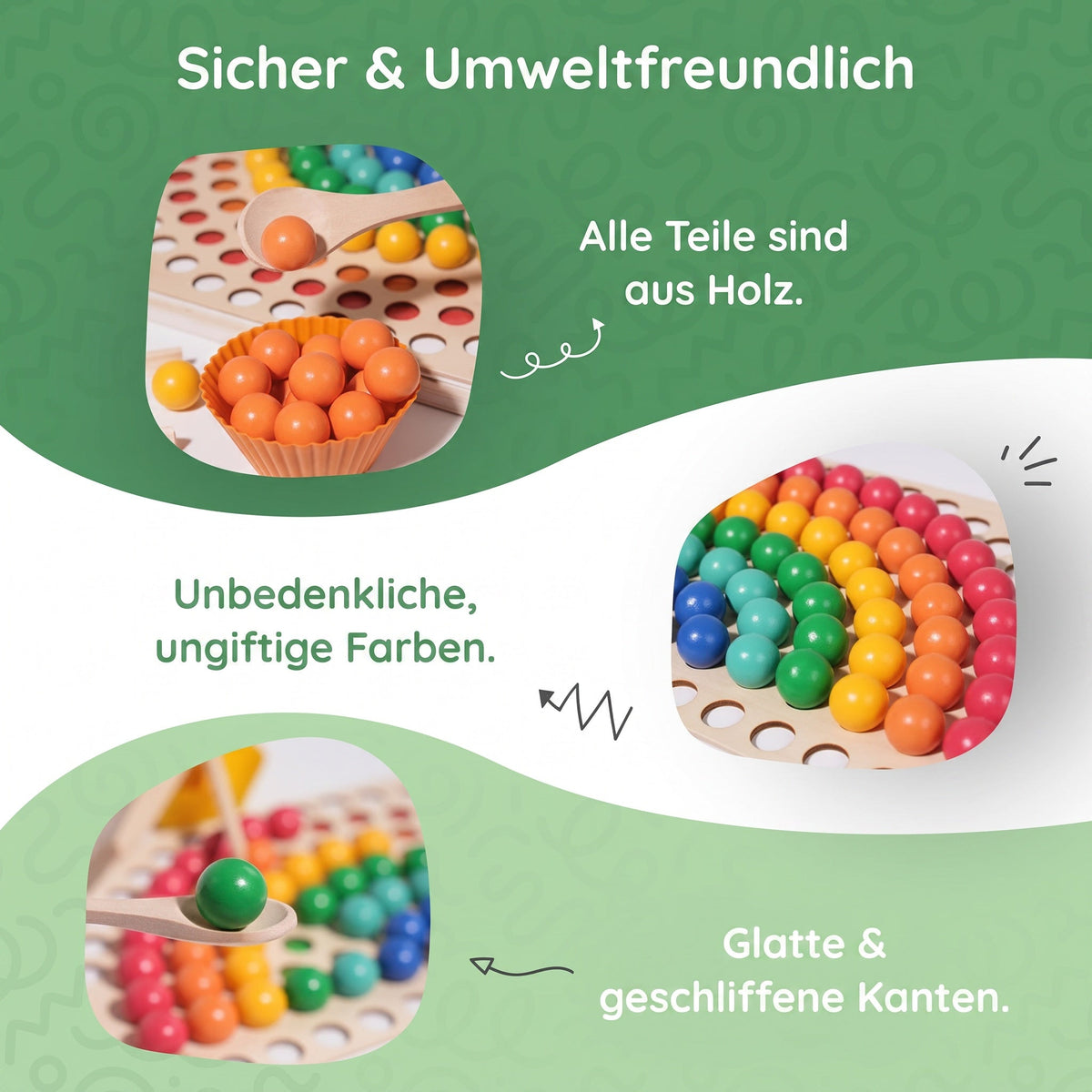 Montessori-rijgset met 77 regenboogkralen