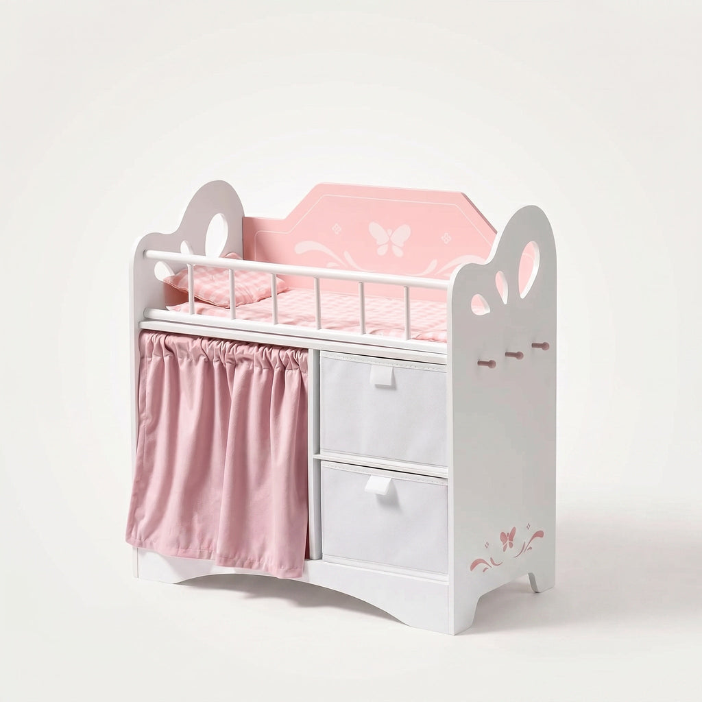 Montessori-poppenbed met kledingkast