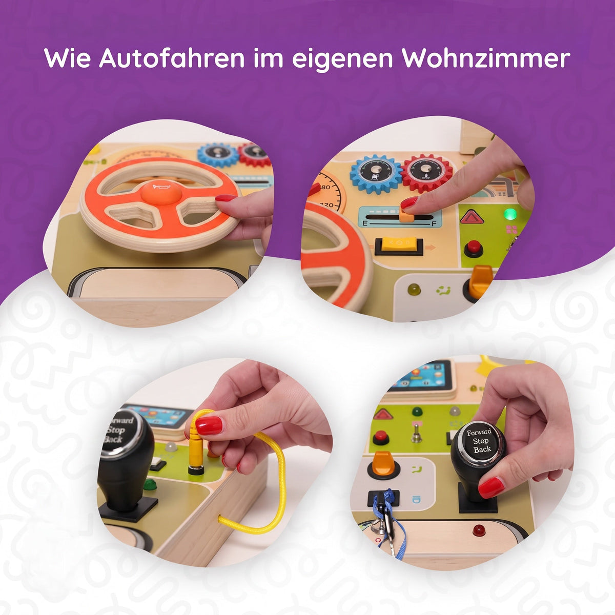 Montessori-activiteitenbord met bedieningselementen
