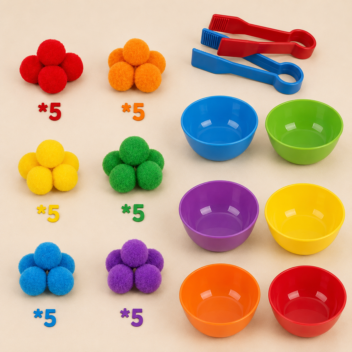 Montessori-kleursorteersets & accessoires met pincet