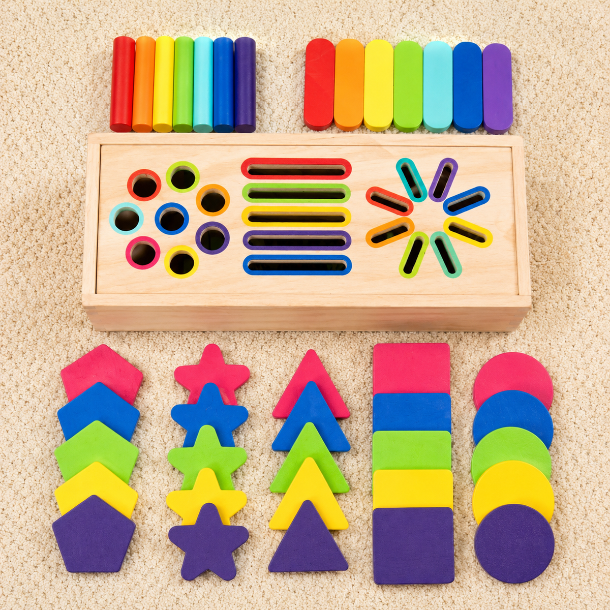 Montessori-sorteerbox voor vormen & kleuren
