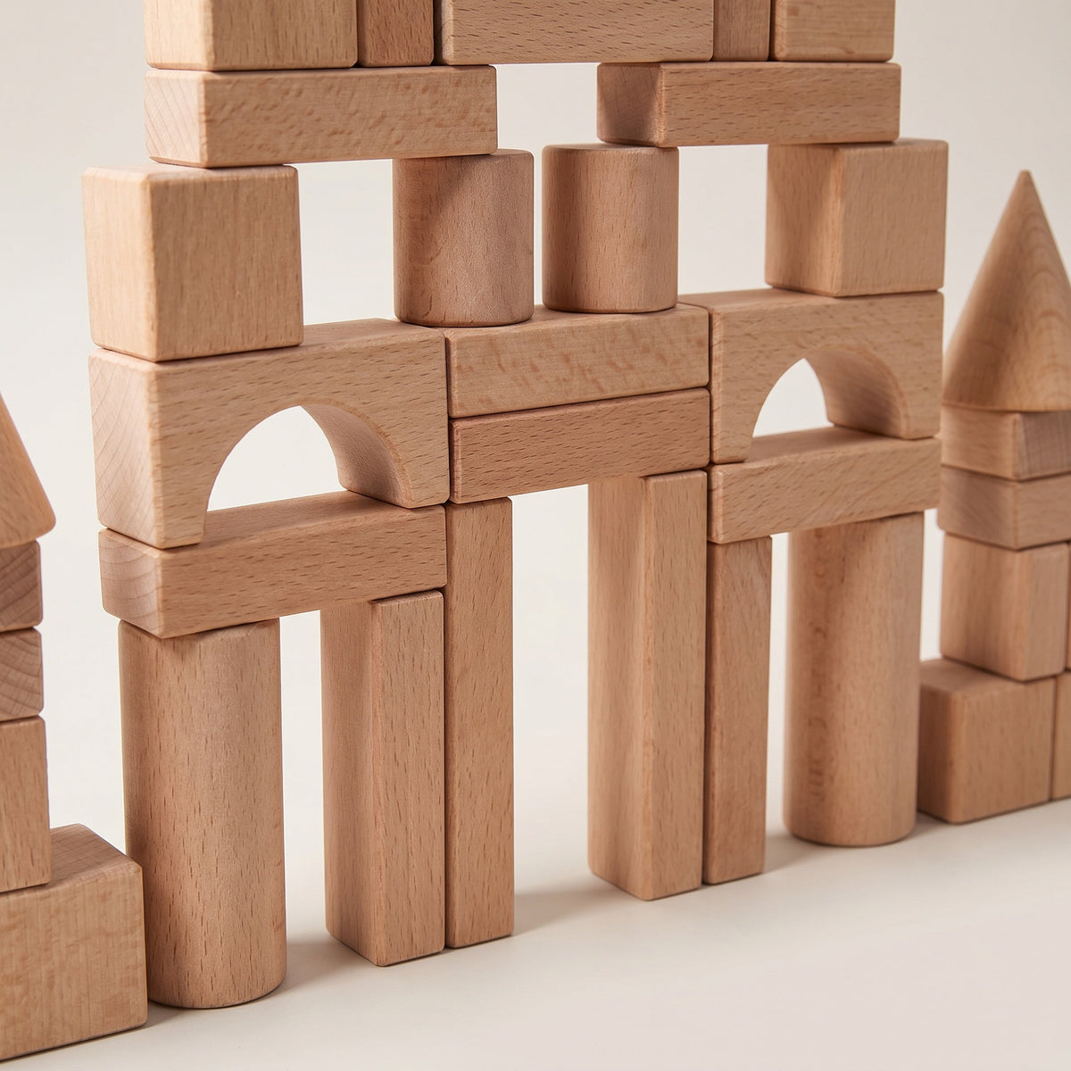 Montessori-bouwstenen van naturel hout