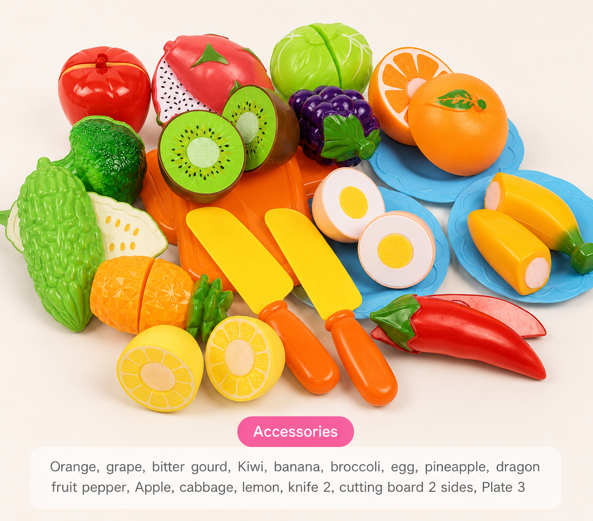 Montessori-snijset met fruit & groenten