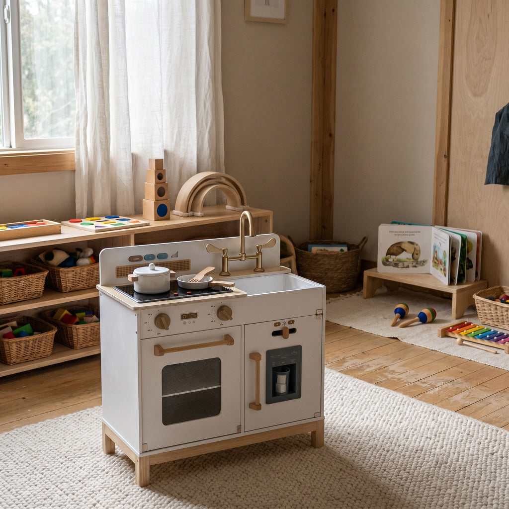 Montessori-mini-keuken van hout