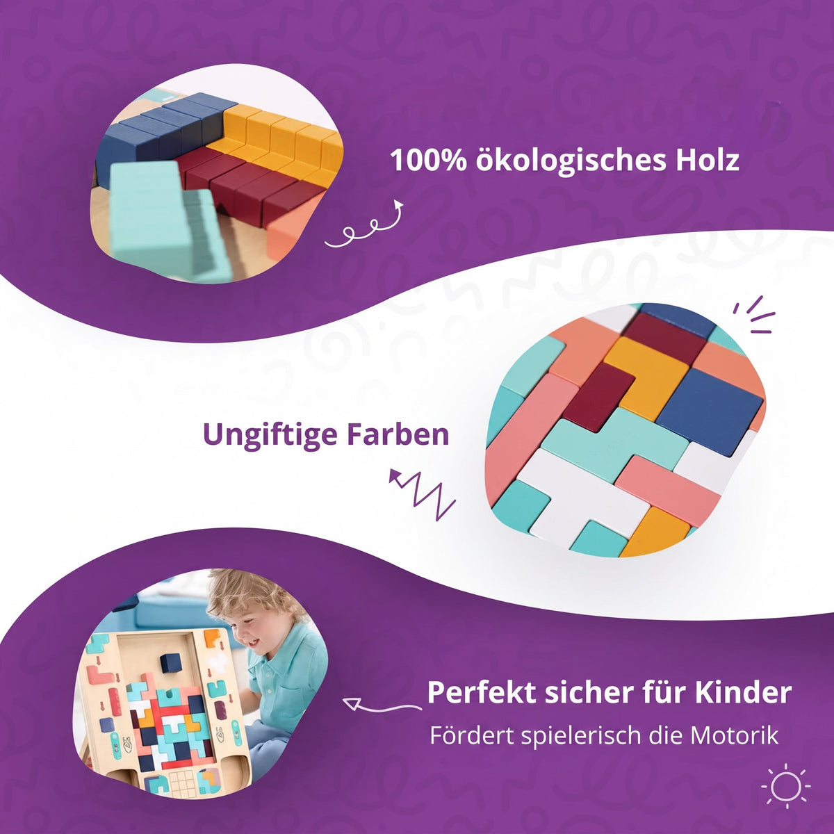 Montessori-Tetris-puzzel van hout