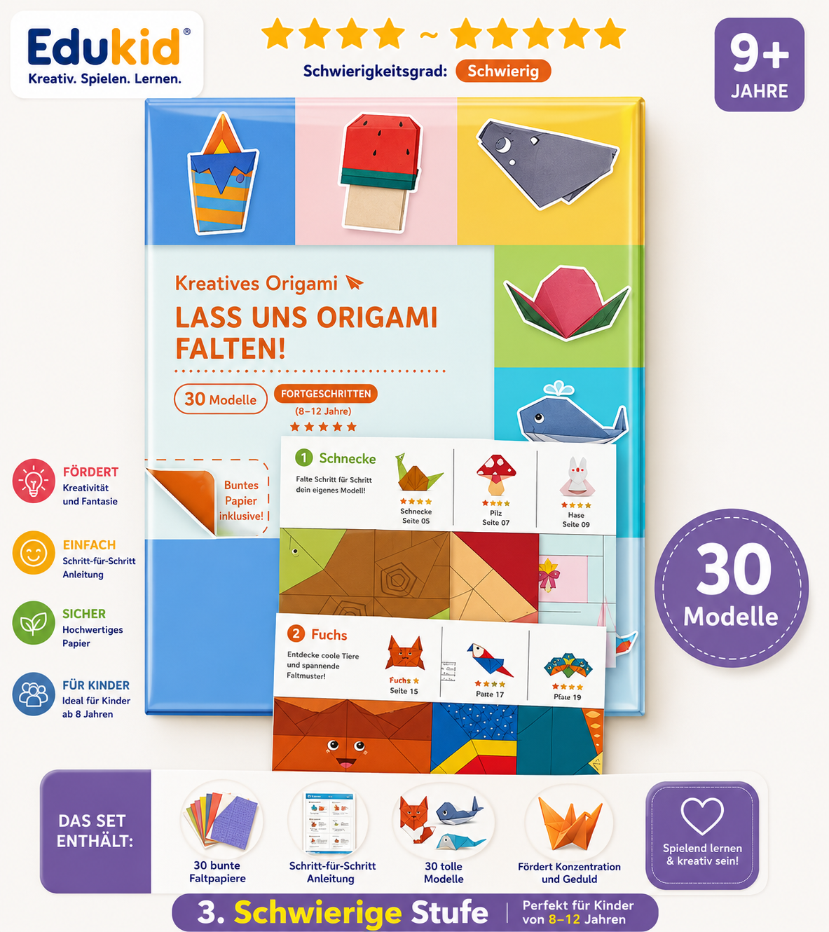 Origami-knutselset met handleiding voor kinderen
