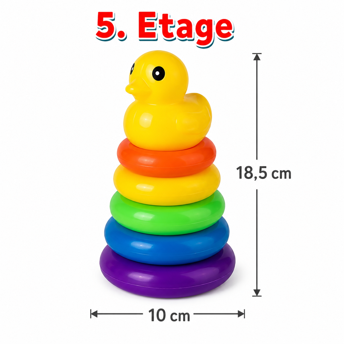 Montessori-stapeltoren met ringen & eend