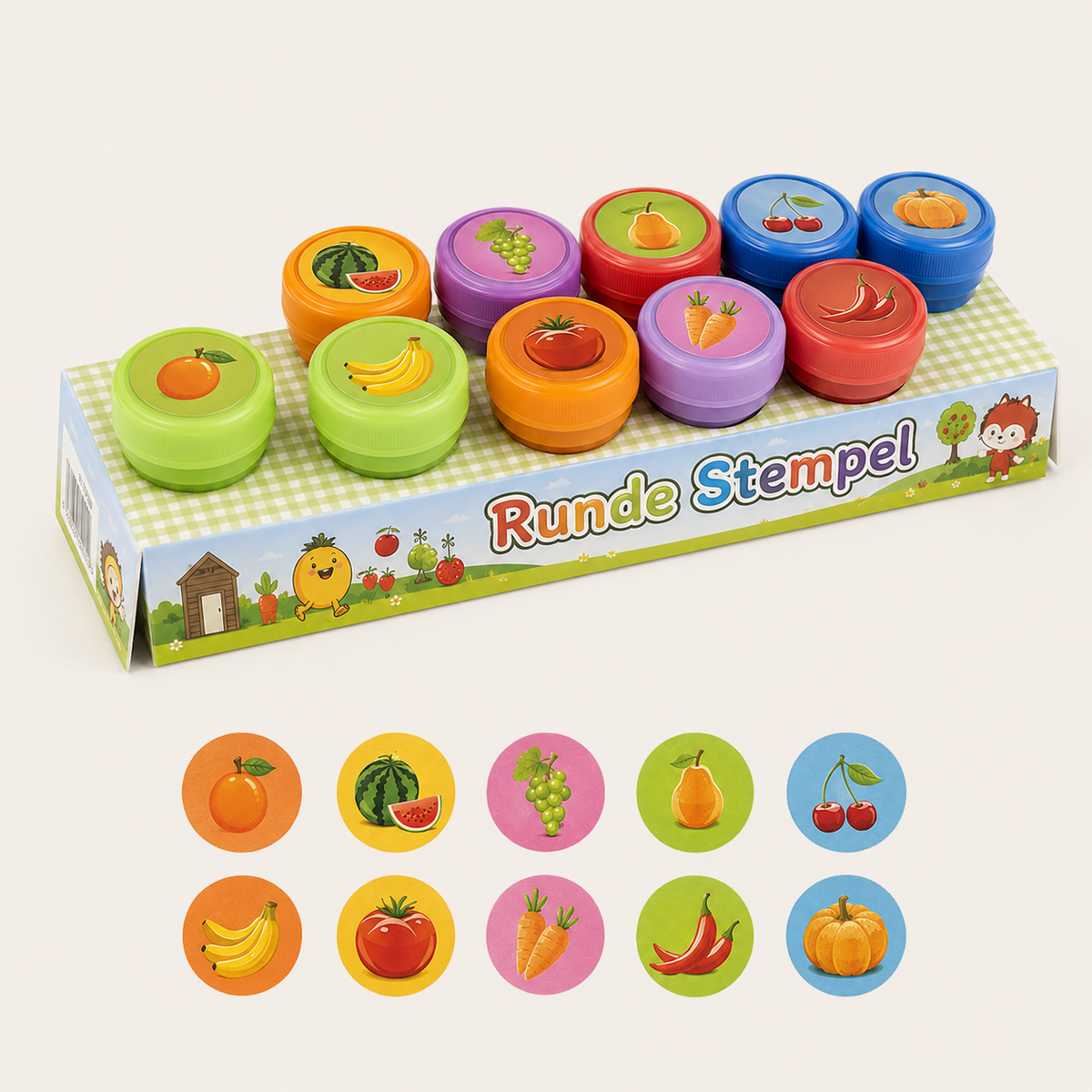 Set van 10 kinderstempels met motieven