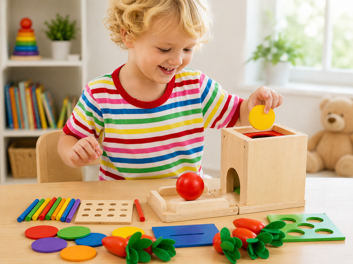 Montessori-objectpermanentiebox 4-in-1