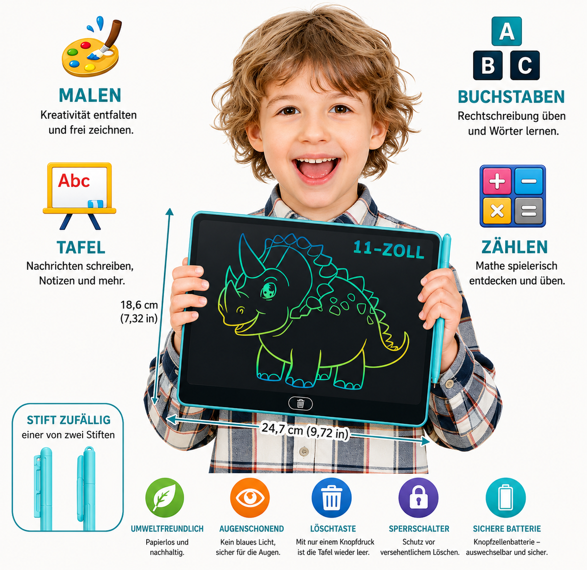 Herbruikbaar LCD-tekenbord voor kinderen