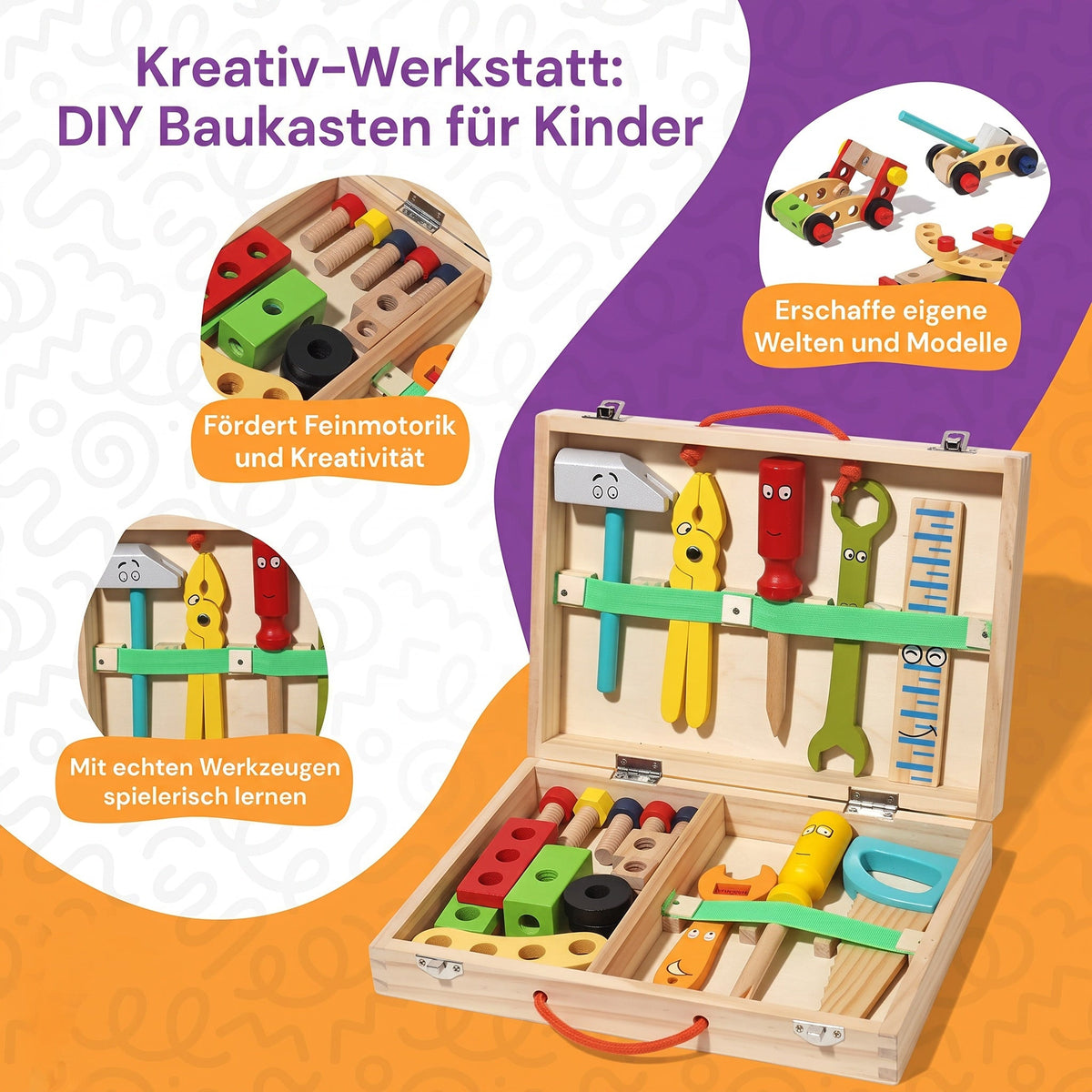 Montessori-gereedschapskist van hout