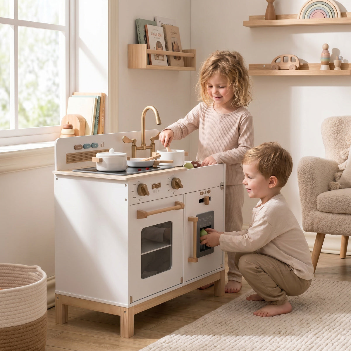 Montessori-mini-keuken van hout