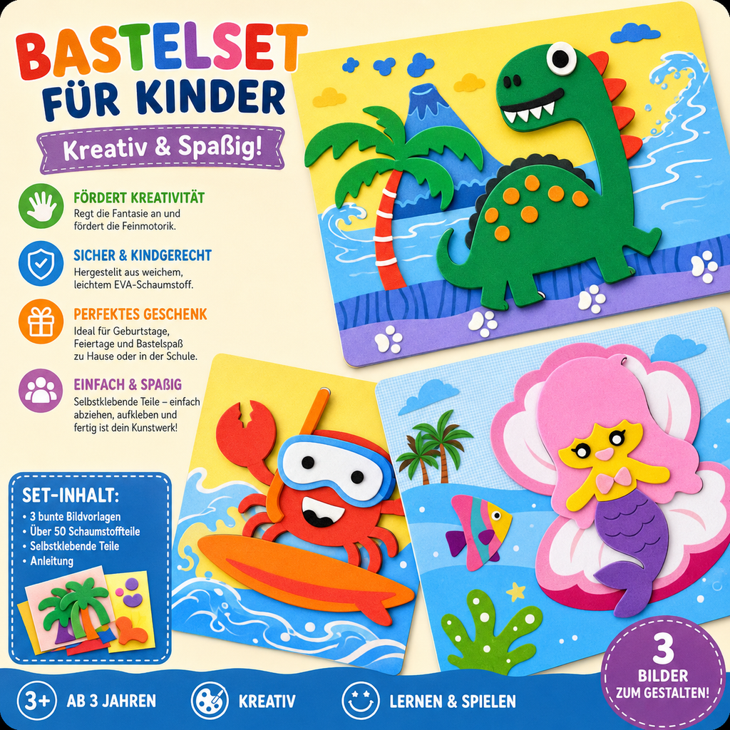 3D-schuimstickerset voor kinderen