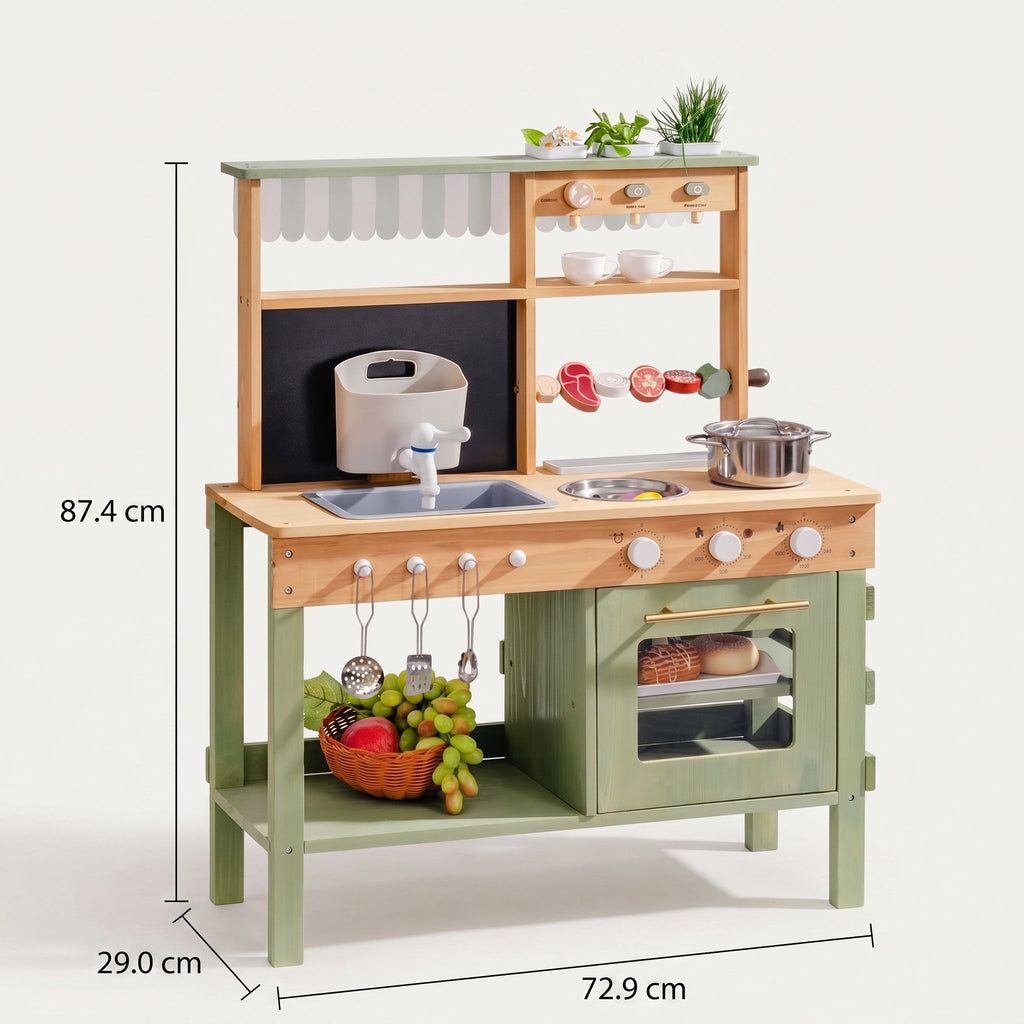 Montessori-houten keuken met spoelbak & oven