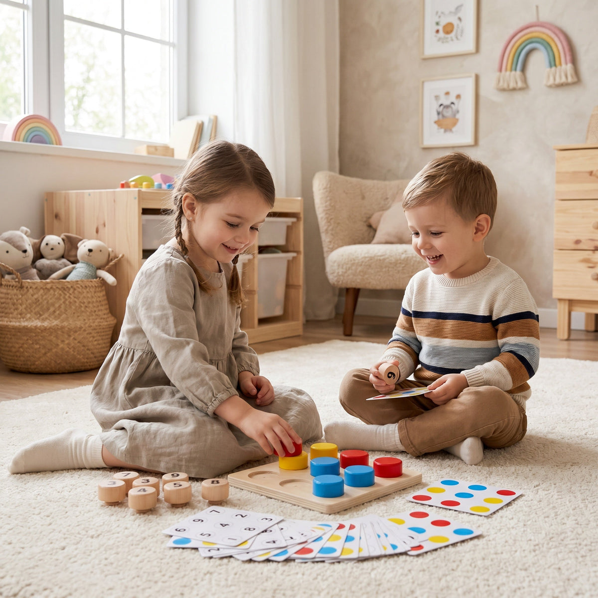 Montessori-leerspel voor cijfers, kleuren & vormen