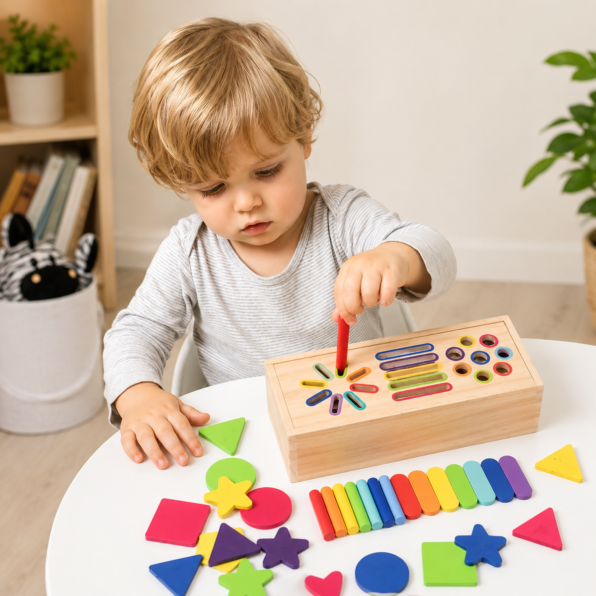 Montessori-sorteerbox voor vormen & kleuren