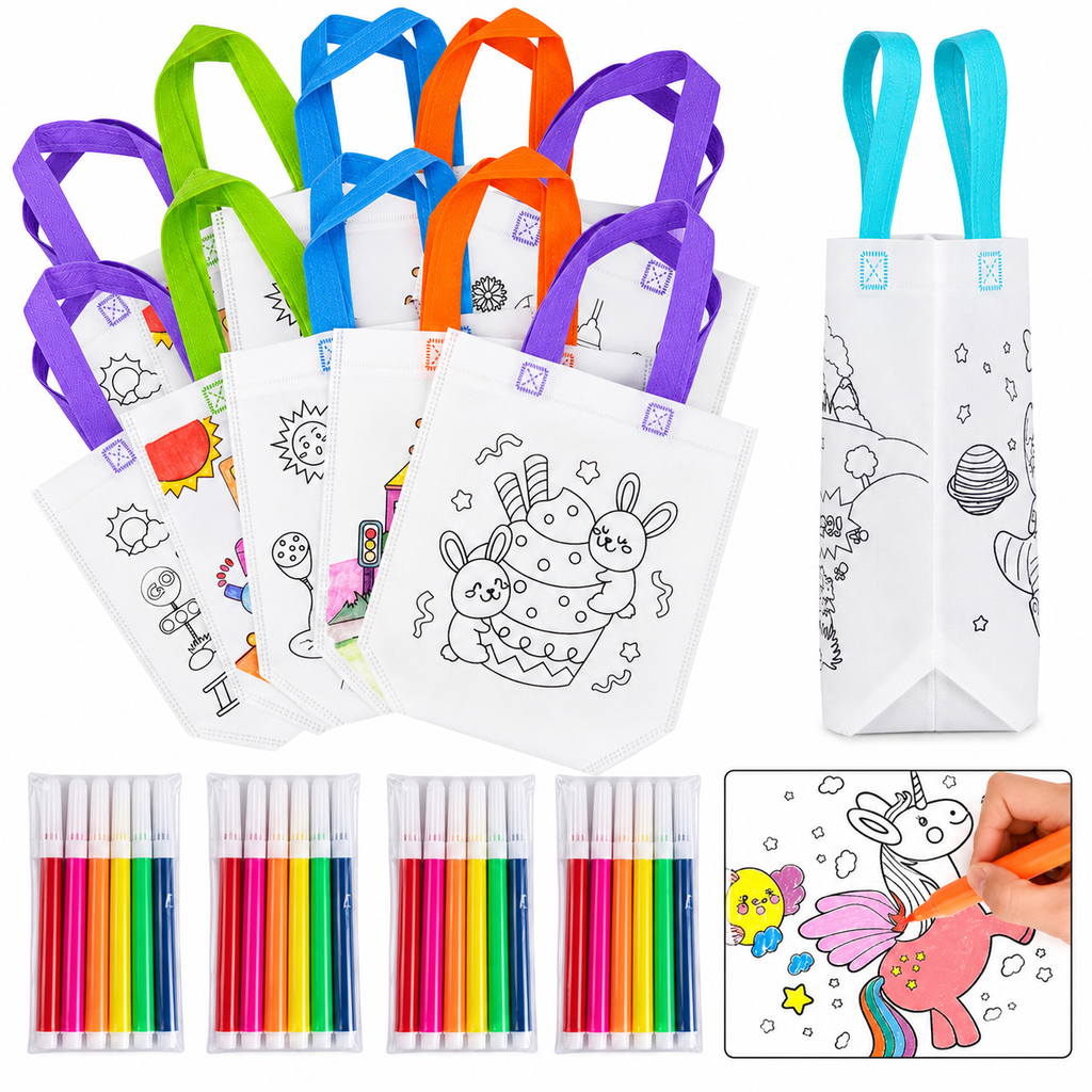 DIY-stoffen tassen om te beschilderen voor kinderen