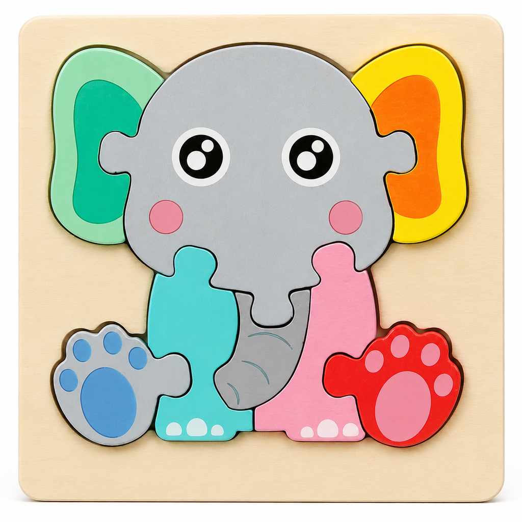 Montessori 3D-houten puzzel met dieren & voertuigen