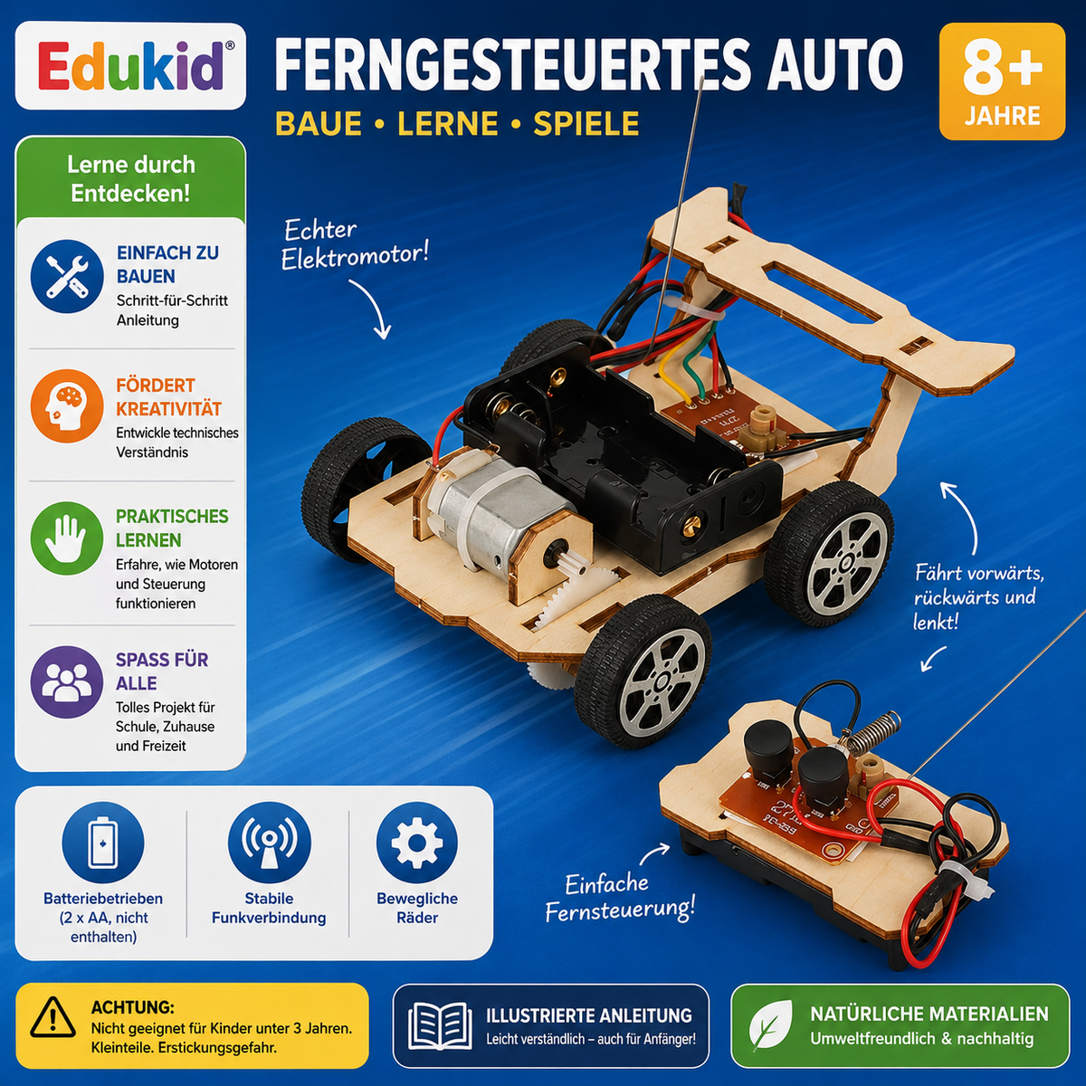 STEM RC-autobouwset van hout