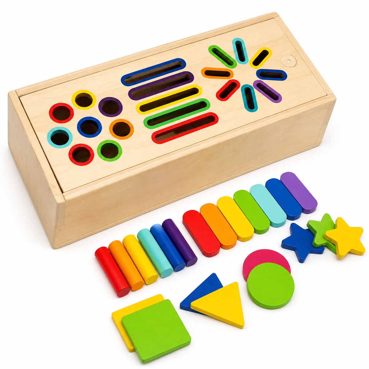 Montessori-sorteerbox voor vormen & kleuren