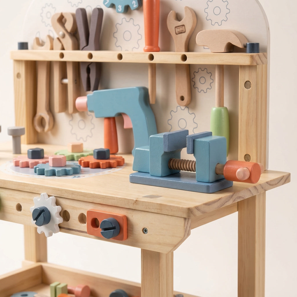 Montessori-werkbank met gereedschap