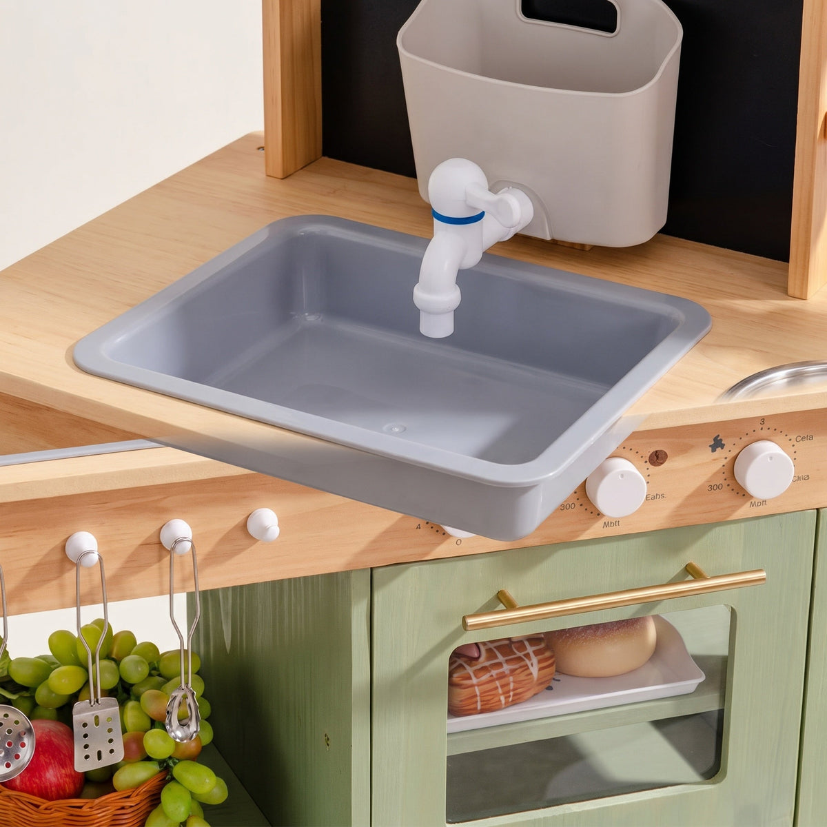Montessori-houten keuken met spoelbak & oven