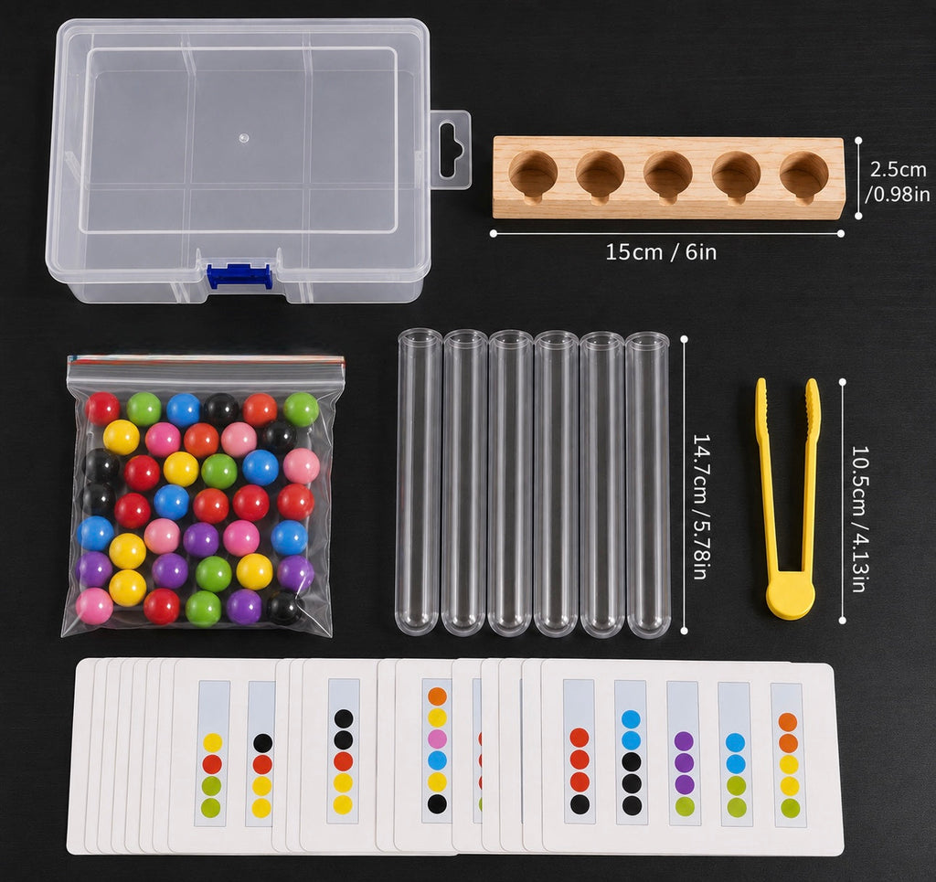 Montessori-kleursorteerspel met pincet