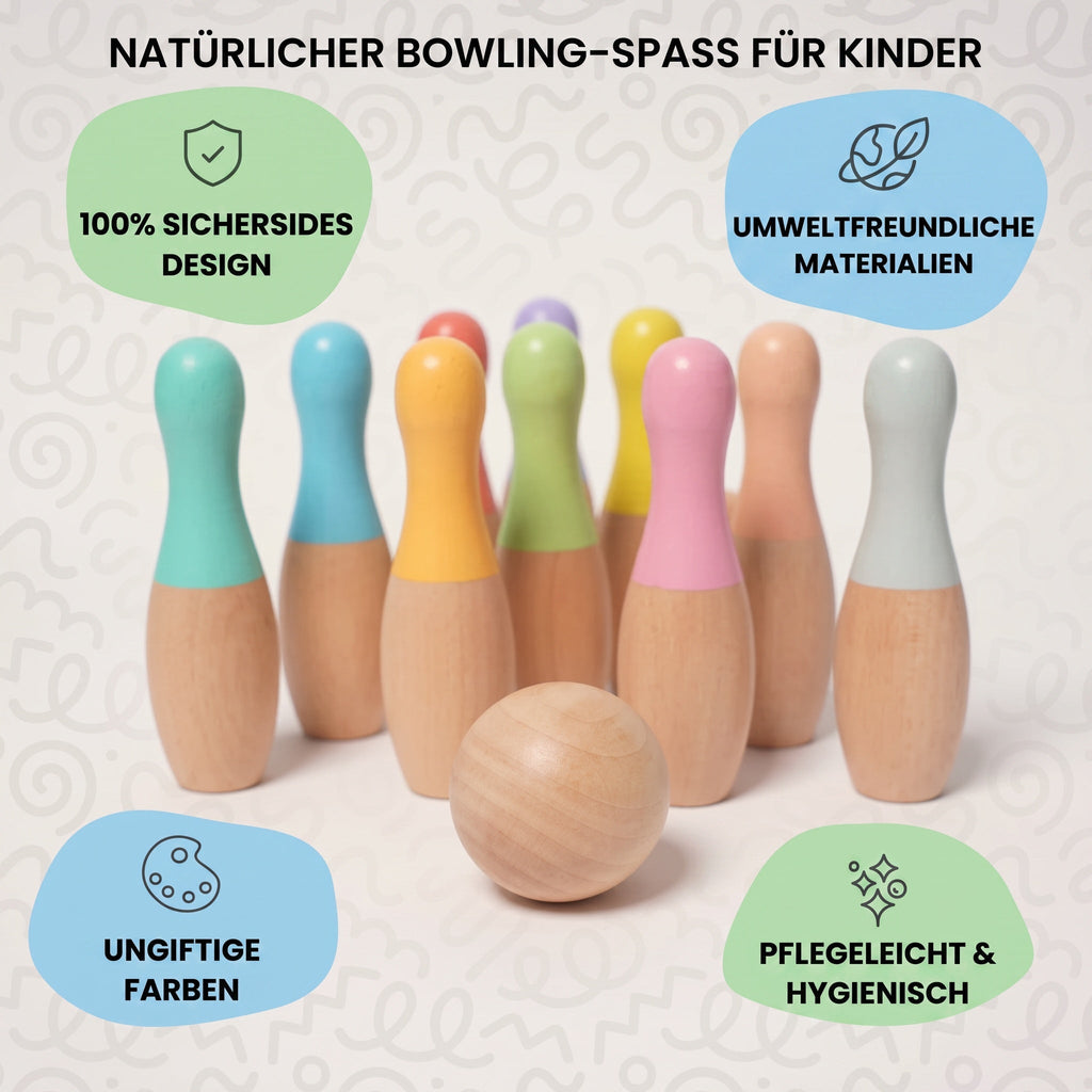 Montessori-bowlingset van hout