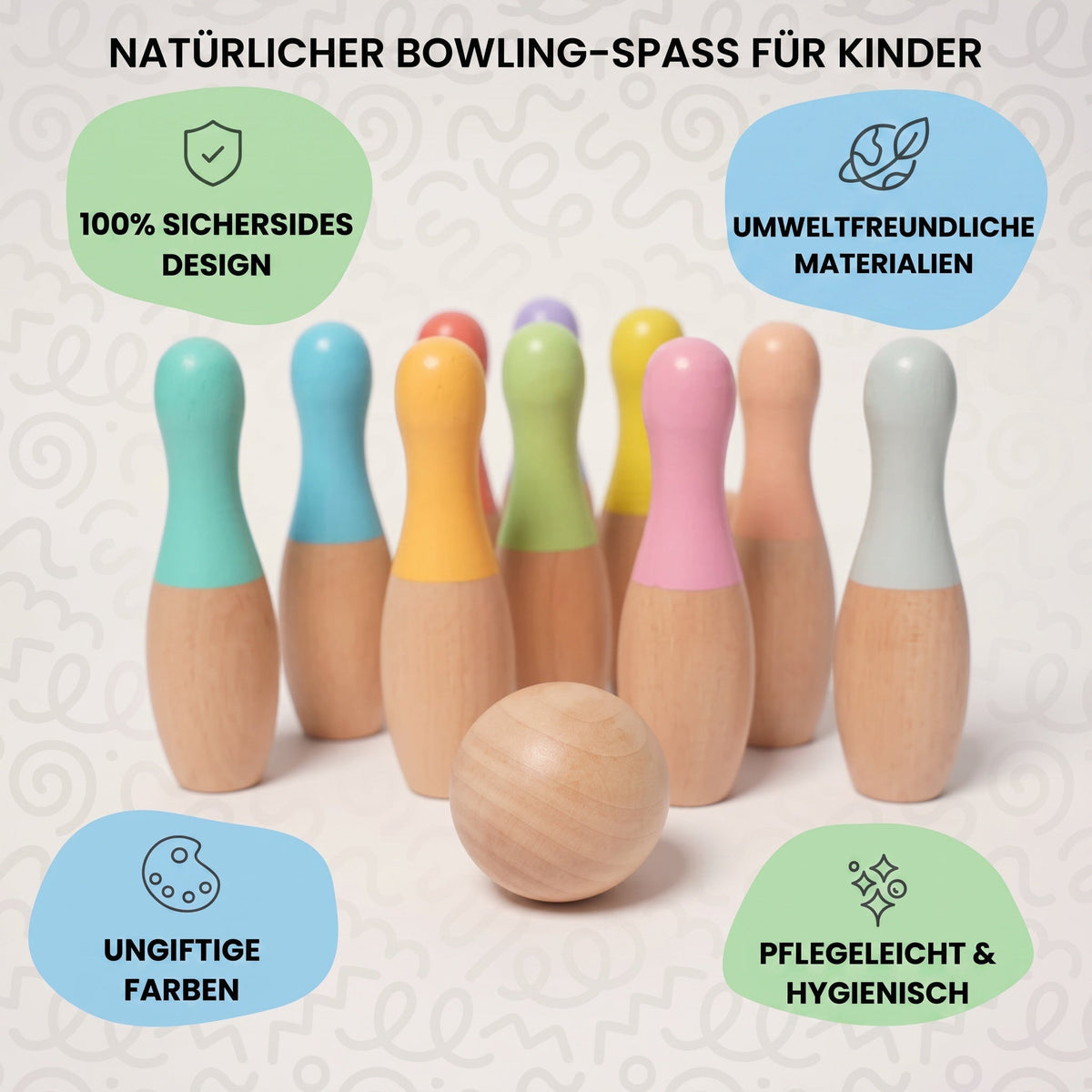 Montessori-bowlingset van hout
