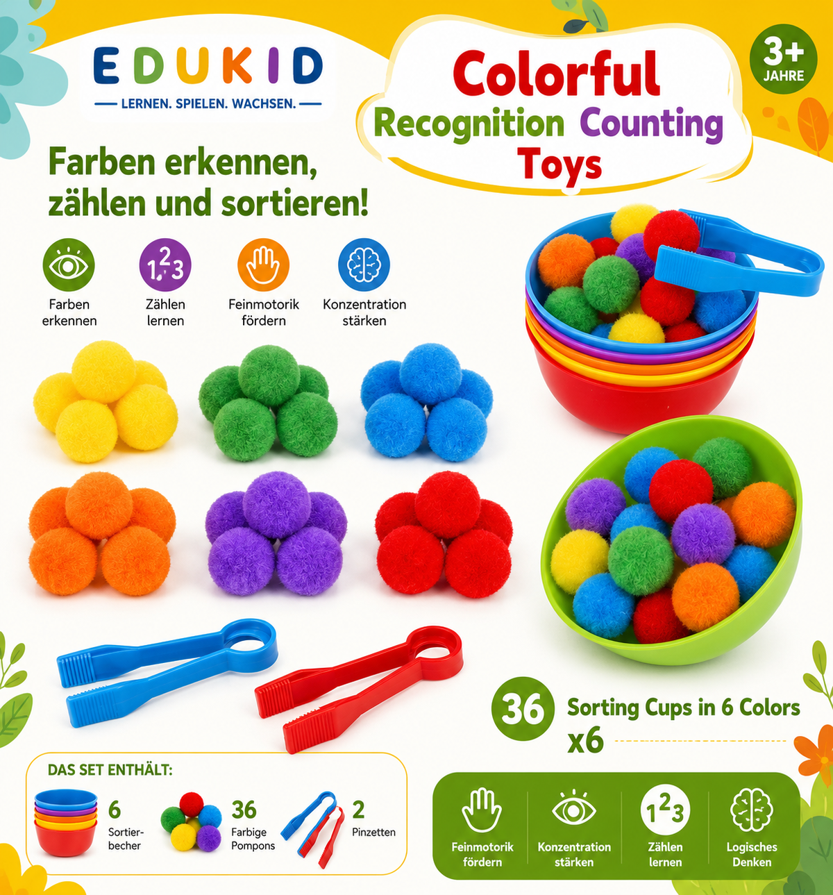 Montessori-kleursorteersets & accessoires met pincet
