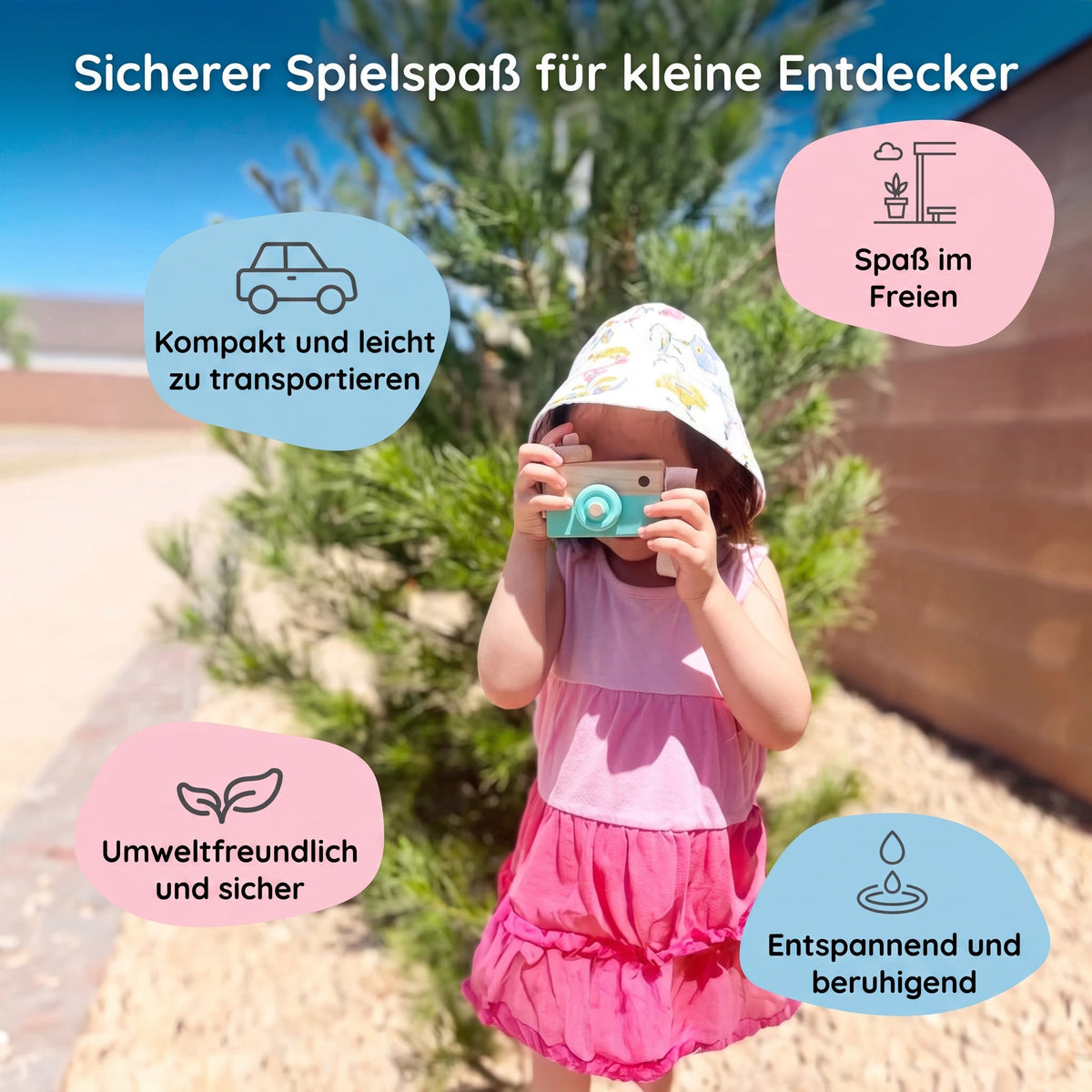 Montessori-speelcamera van hout