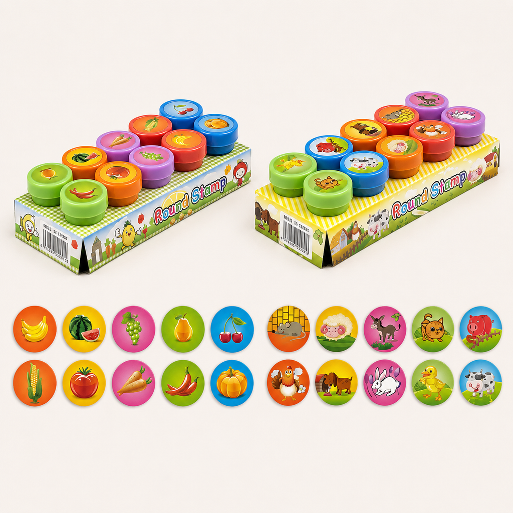 Set van 10 kinderstempels met motieven