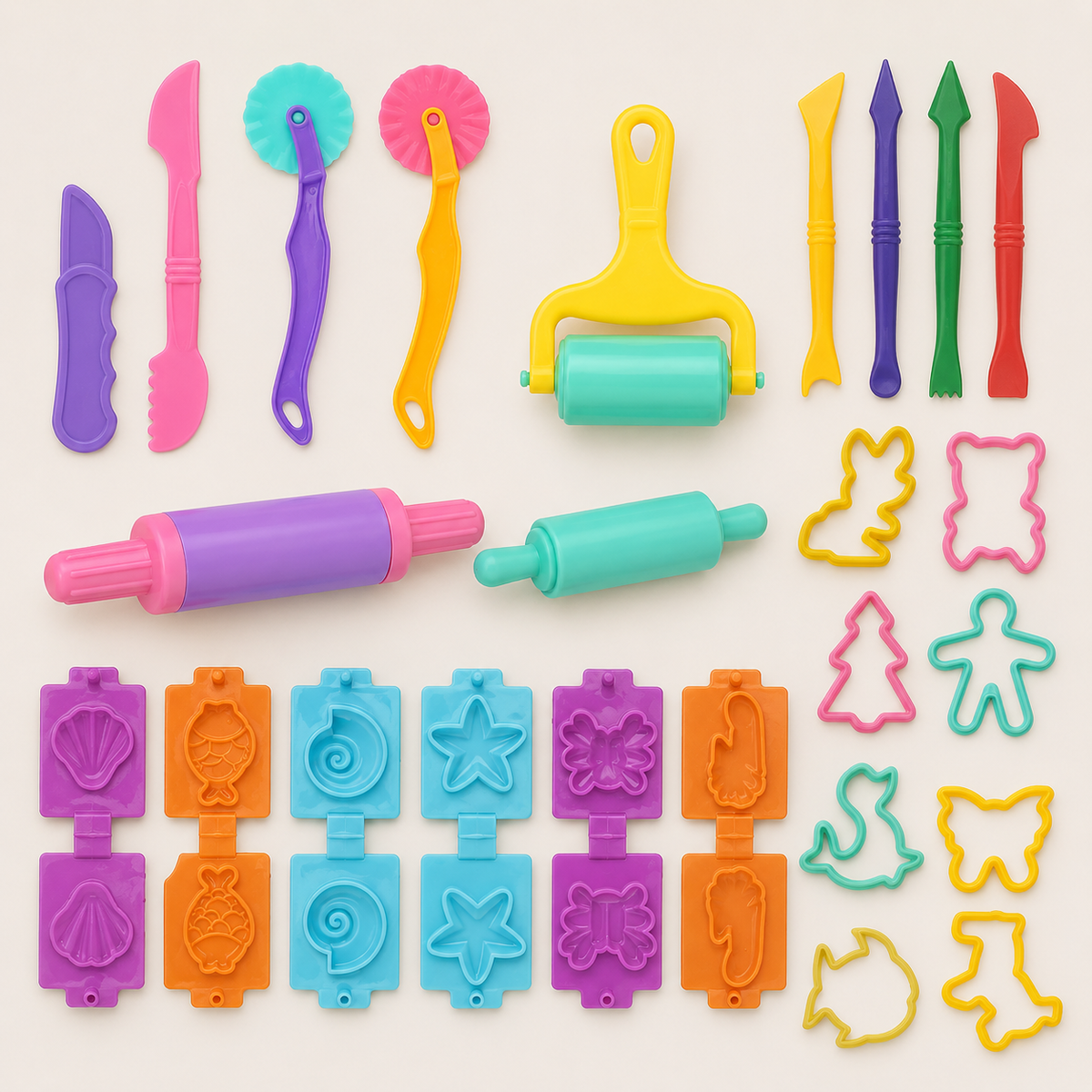 Kleigereedschapset met vormen voor kinderen