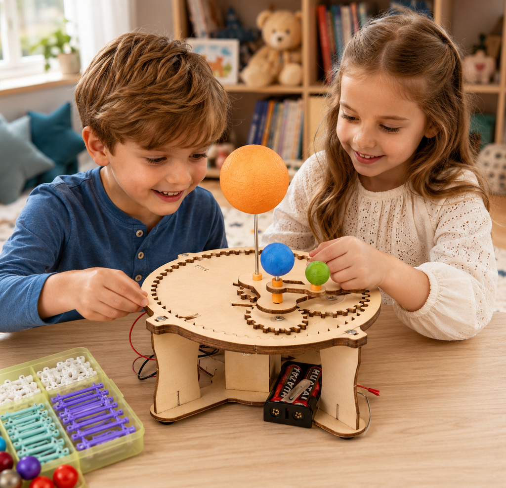 DIY-houten zonnestelselmodel