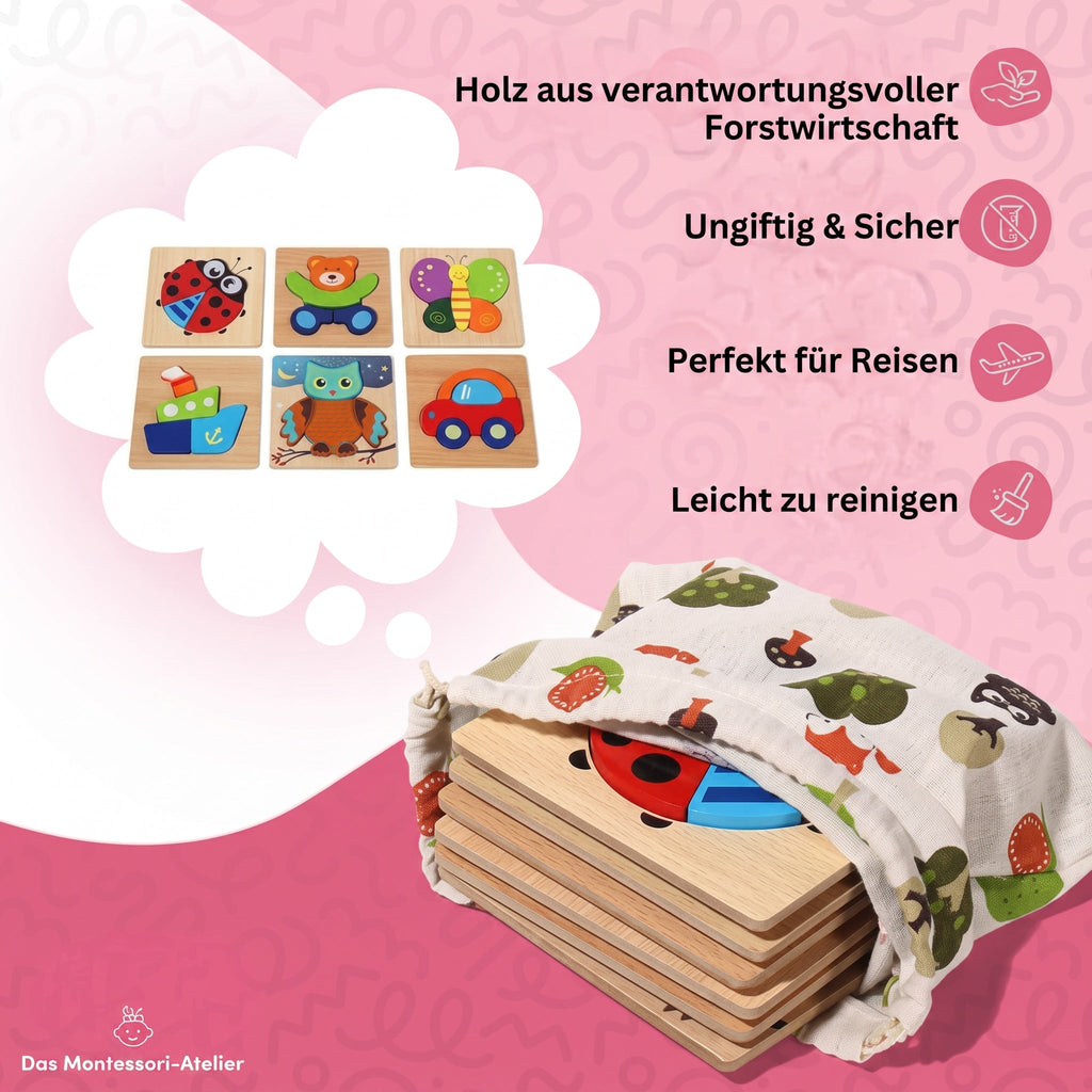 Montessori-houten leerpuzzel