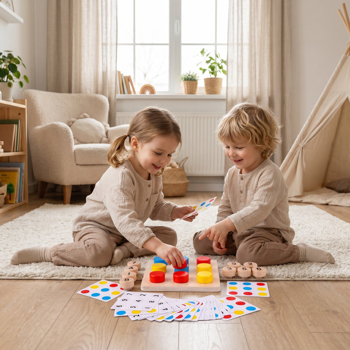 Montessori-leerspel voor cijfers, kleuren & vormen