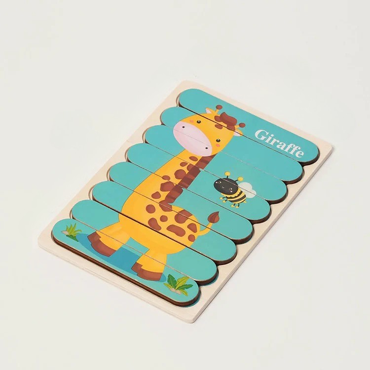 Dubbelzijdige Montessori-houten puzzels – los of 5-delige set