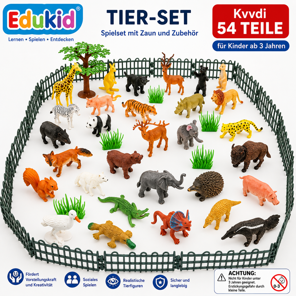 54-delige set dierenfiguren voor kinderen