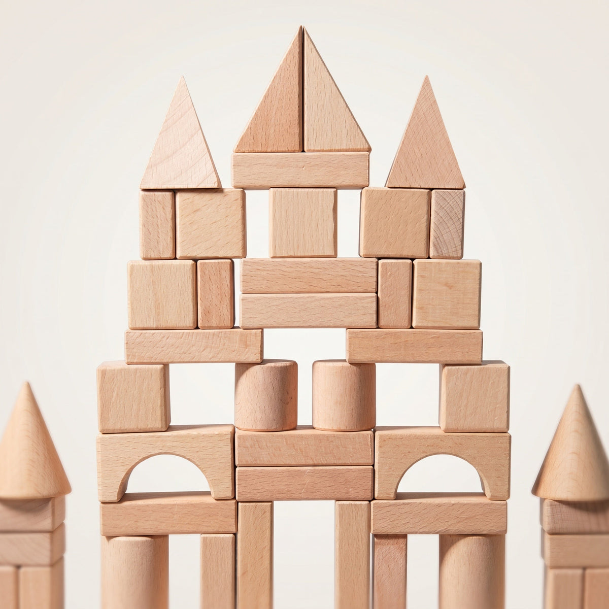 Montessori-bouwstenen van naturel hout