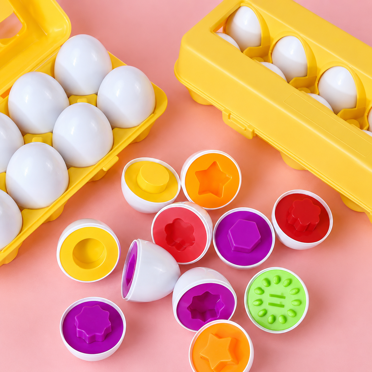 Montessori-schroefeieren met vormen & kleuren