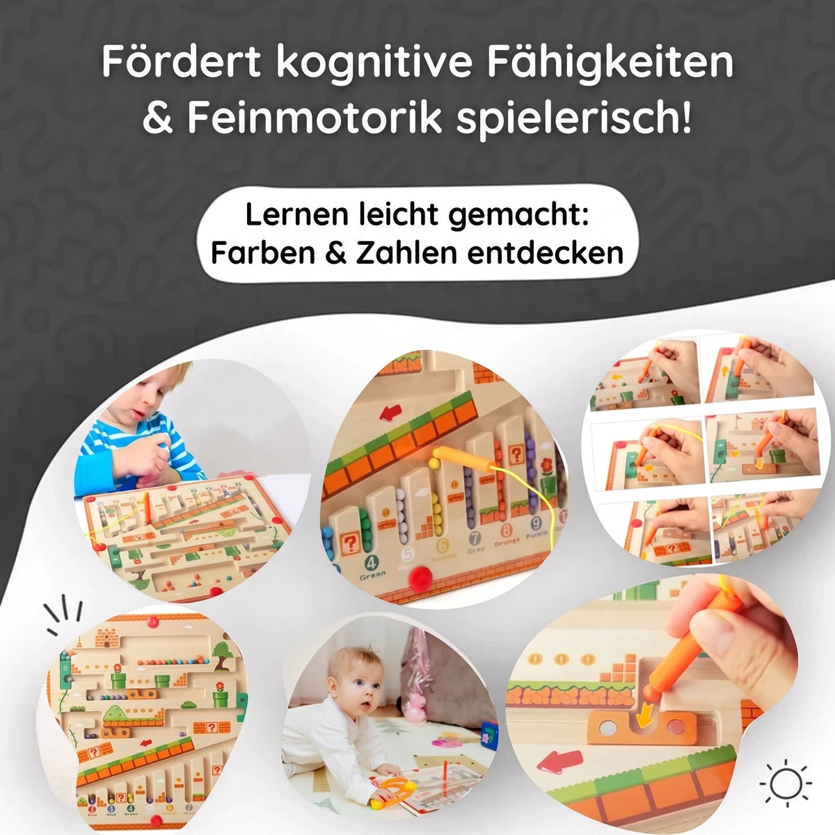 Montessori-magnetisch labyrint voor kleuren & cijfers