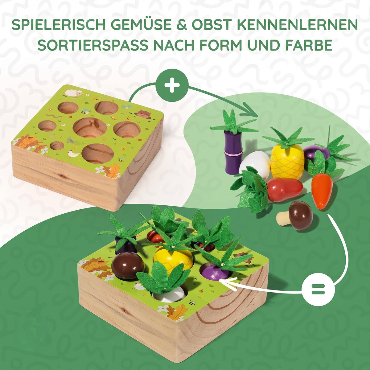 Montessori-houten groenteset