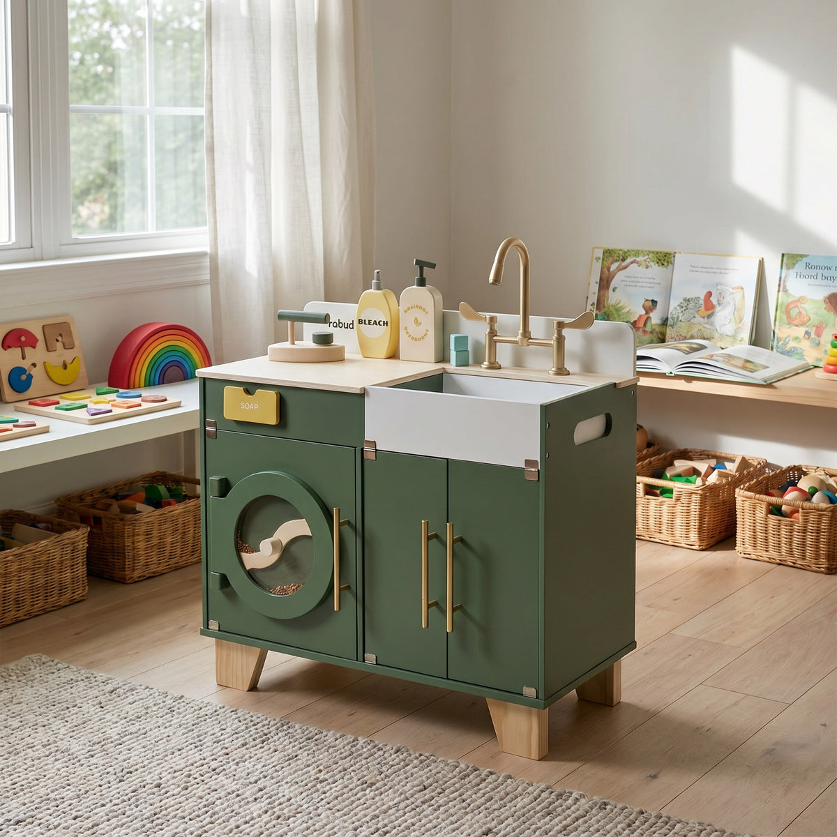 Montessori-houten huishoudspeelmeubel