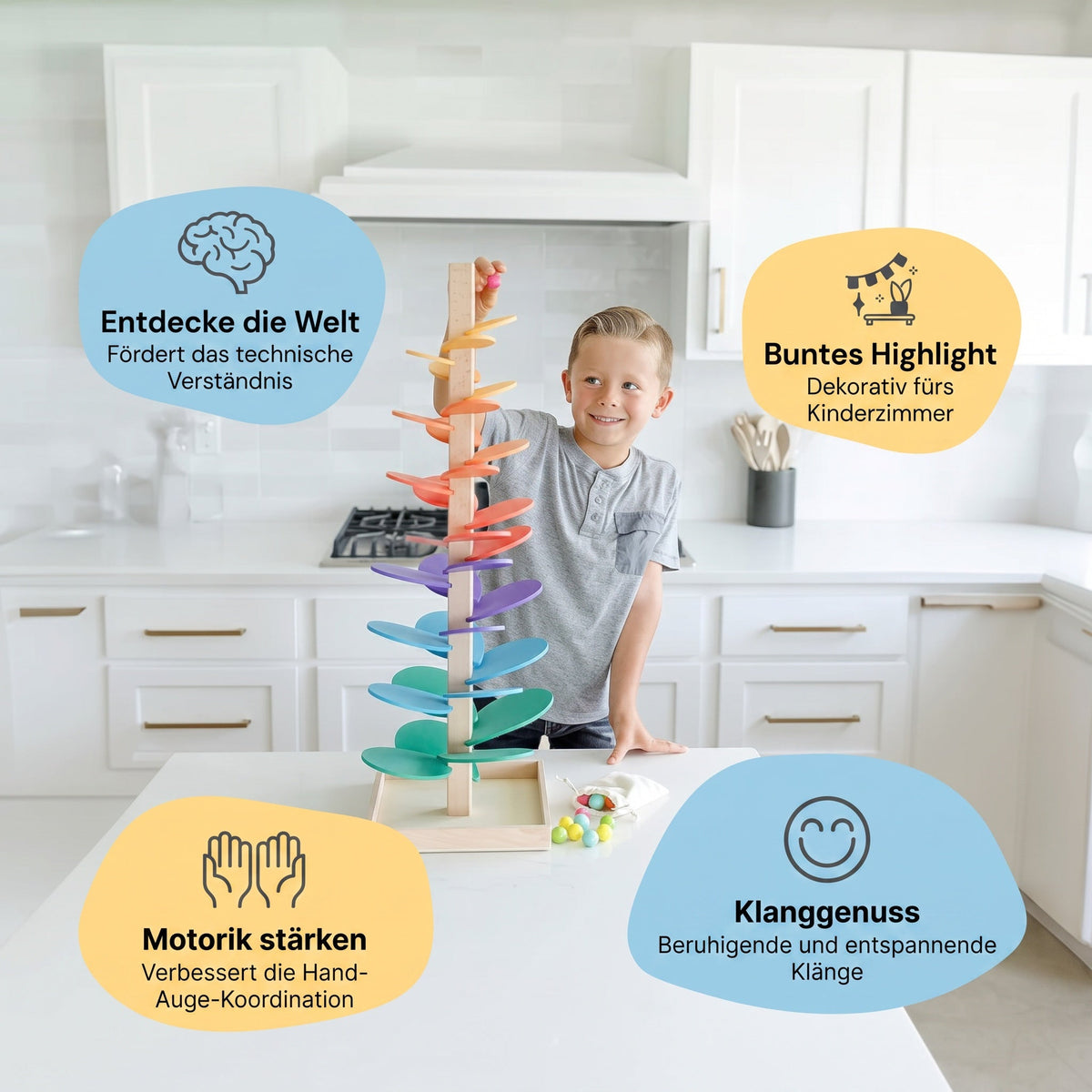 Montessori-regenboogboom van hout