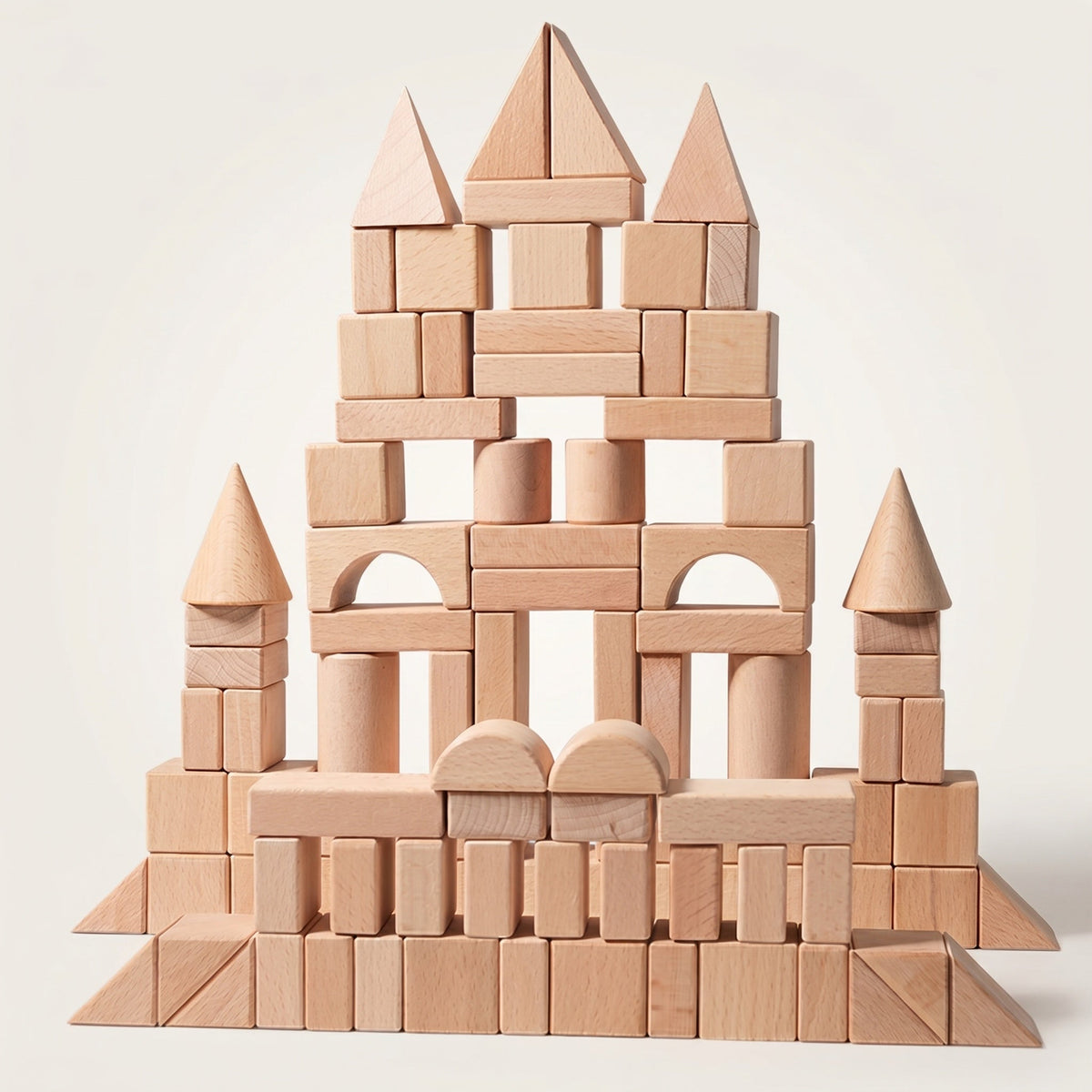 Montessori-bouwstenen van naturel hout