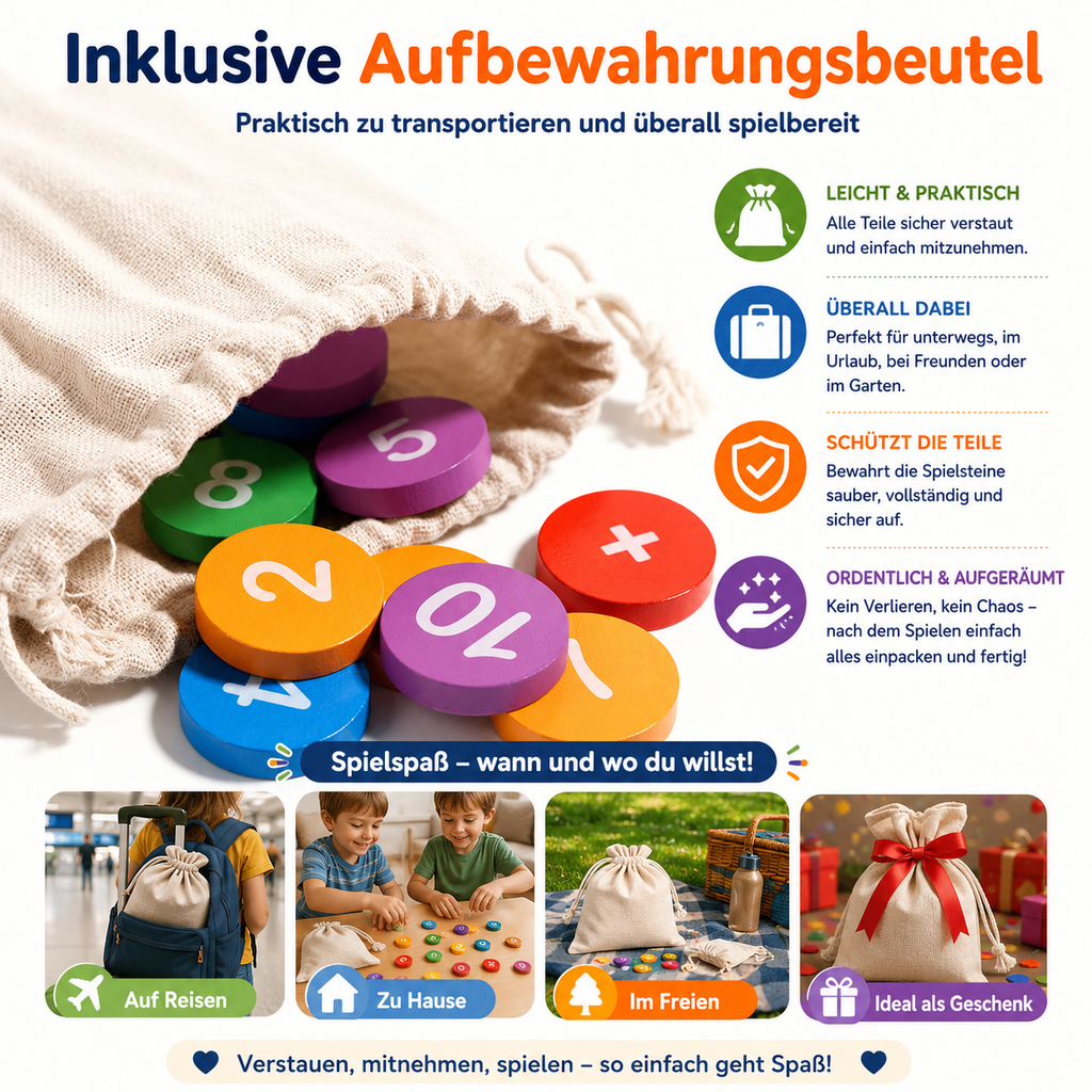 Montessori-houten rekenspel