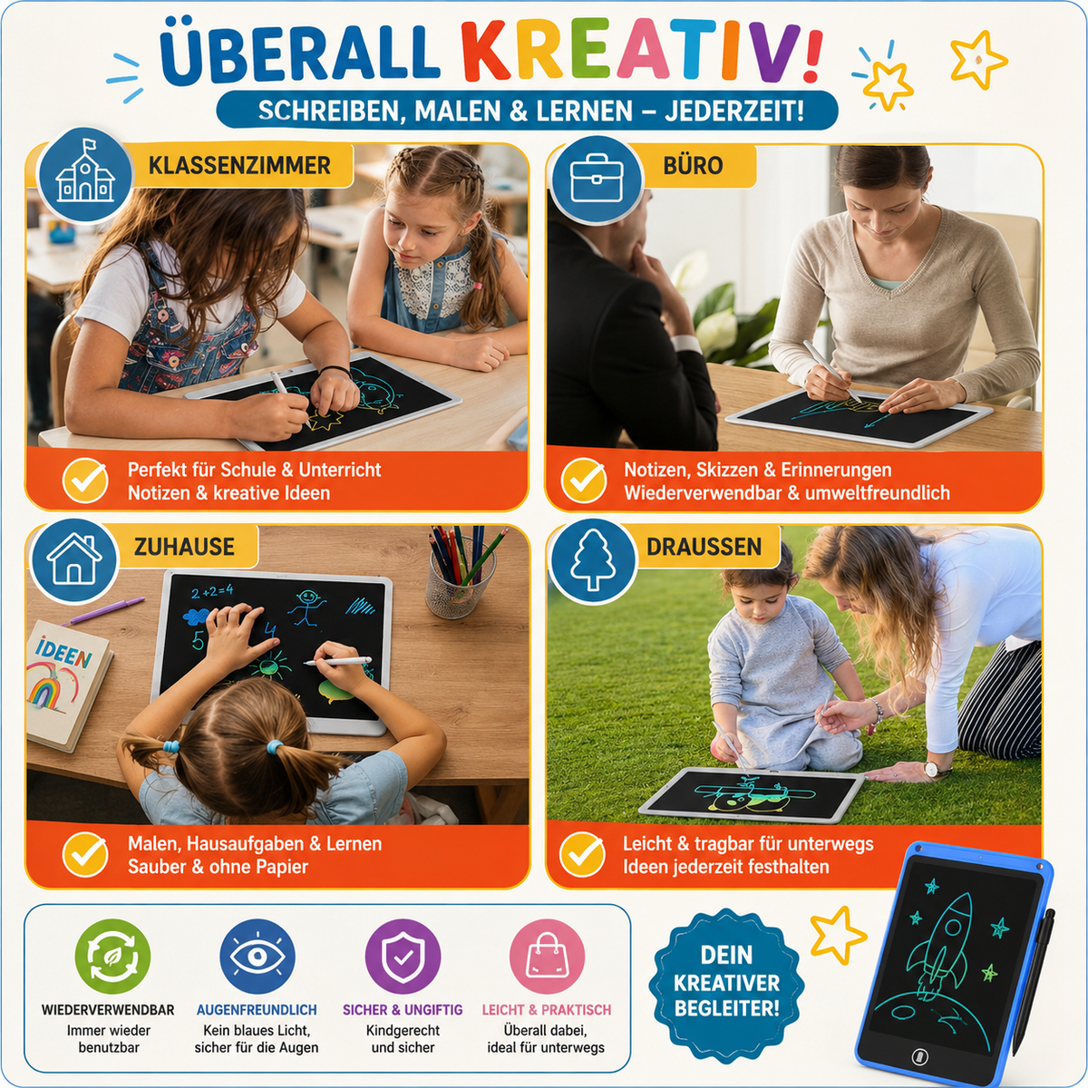 Herbruikbaar LCD-tekenbord voor kinderen