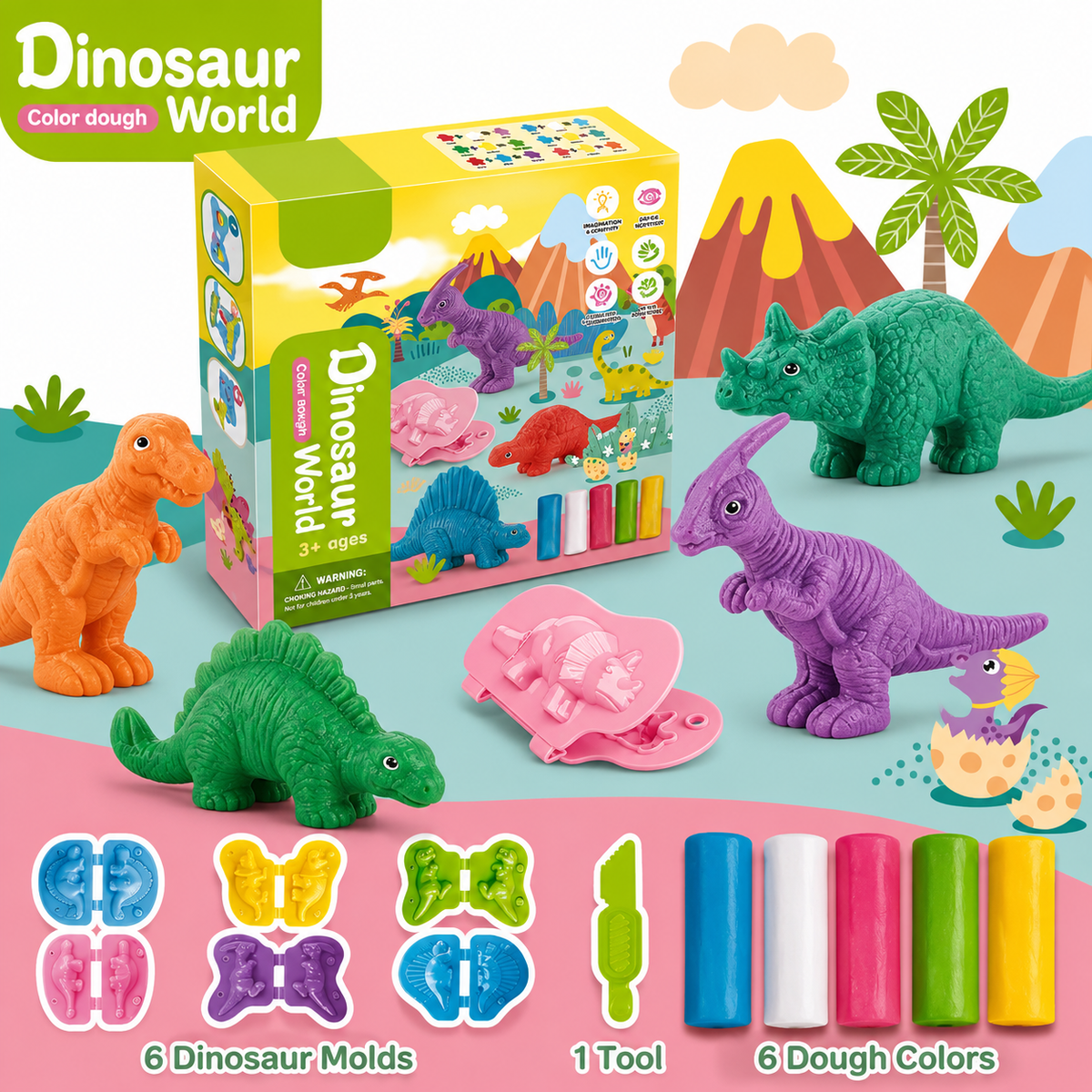 Dinosaurus-kleiset met vormen & gereedschap