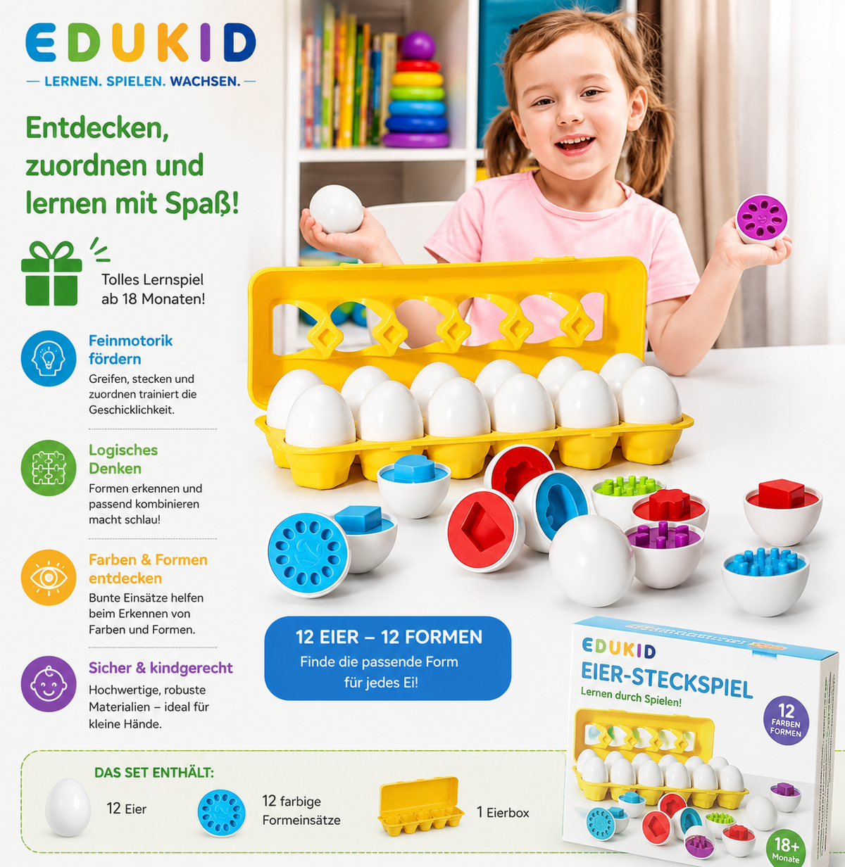 Montessori-schroefeieren met vormen & kleuren