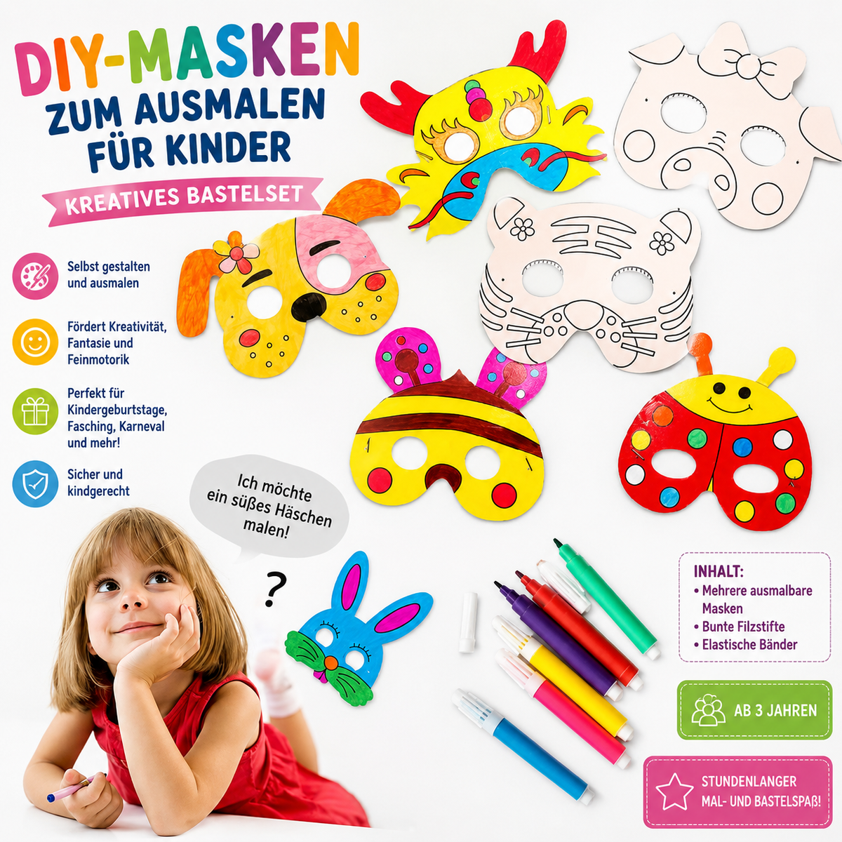 DIY-dierenmaskers om in te kleuren